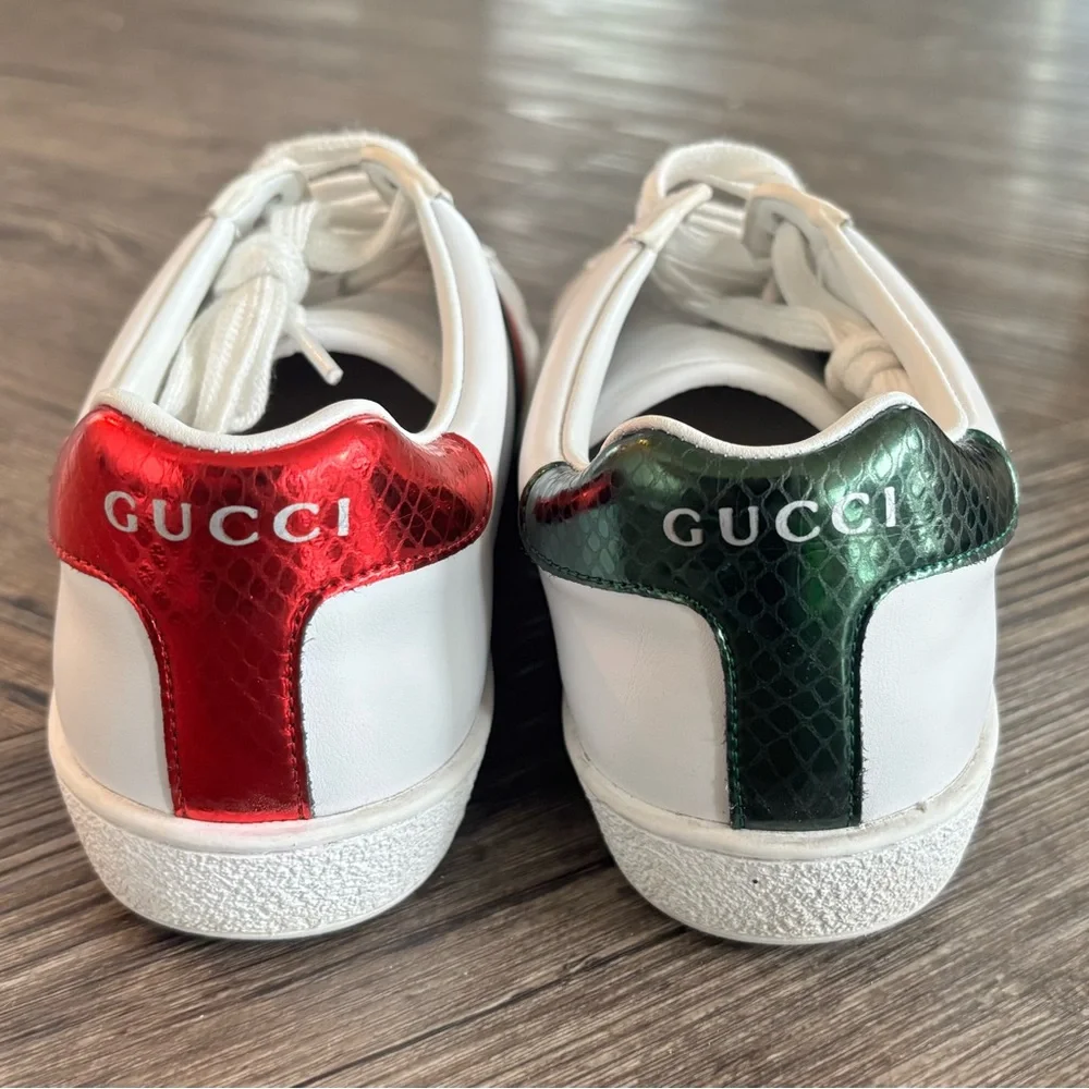 Gucci White Sneakers with Red and Green Stripes - US 8 - Picture 2 of 11